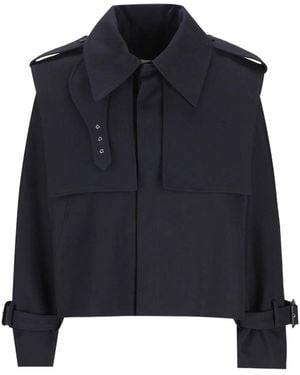 Celine Epaulette-Detail Storm-Flap Jacket - Blue