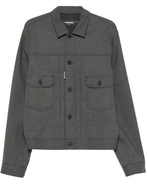 DSquared² Button-Up Pocket-Detail Jacket - Grey