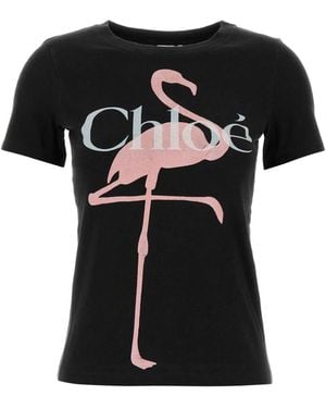 Chloé Baby Fit T-Shirt With Logo - Black