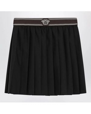 Versace Wool And Mohair Pleated Mini Skirt - Black