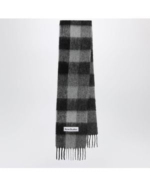 Acne Studios Checked Mohair Scarf Dark//Dark - Black