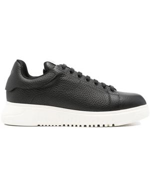 Emporio Armani Leather Trainers - Black