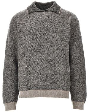 Emporio Armani Mohair-Blend Jumper With Collar - Grey