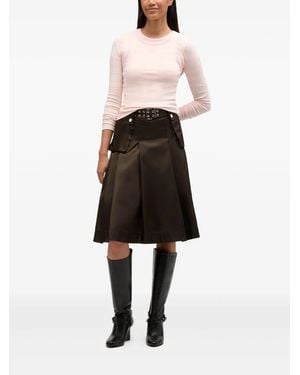 Ganni Chocolate Duchesse Skirt With Belt - Brown