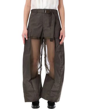 Sacai Sheer Cargo Trousers - Green
