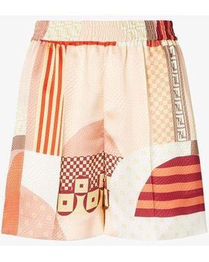 Fendi Printed Crepe Shorts - Pink