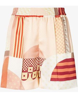 Fendi Printed Crepe Shorts - Pink