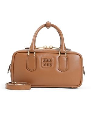 Miu Miu Arcadie Leather Top-Handle Bag - Brown