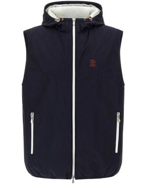 Brunello Cucinelli Hooded Vest - Blue