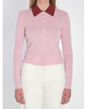 Self-Portrait Merino Wool Cardigan - Pink
