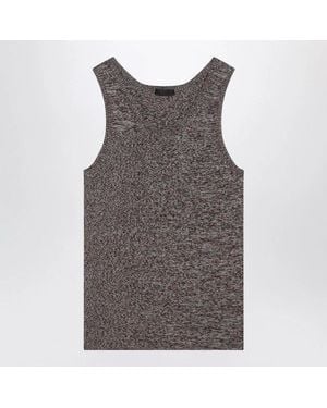 Prada Ribbed Tank Top With/ Pattern - Grey
