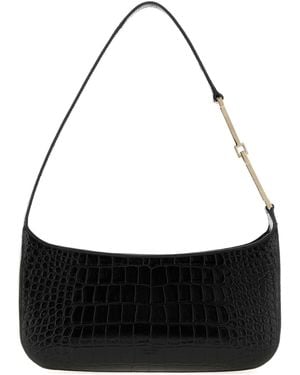 Tom Ford Tumbled Soft Printed Croc Small Shoulder Bag - Black