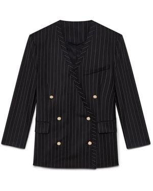 CASABLANCA Collarless Oversized Blazer - Black