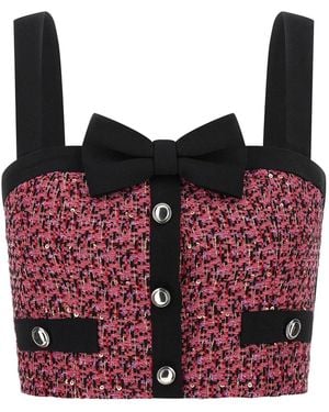 Alessandra Rich Tweed Top - Red