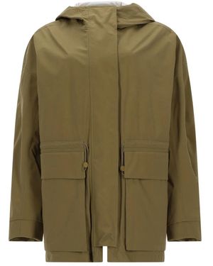 Laminar Parka Corto Con Cappuccio - Green