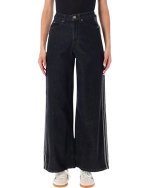 adidas Originals High-Rise Wide-Leg Jeans With Side Stripes - Black