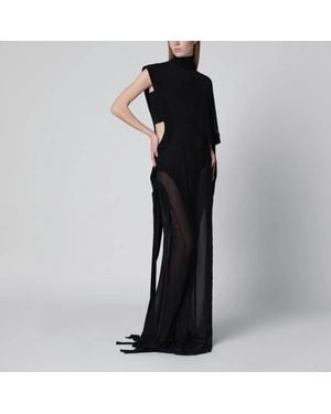 Francesco Murano Long One-Shoulder Silk Dress - Black