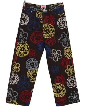 KENZO Embroidered Cotton Trousers - White