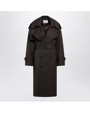 Frankie Shop Dursley Brown Wool-blend Trench Coat - Black