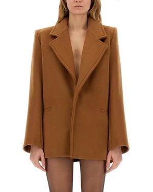 Saint Laurent Short Wool Coat - Brown