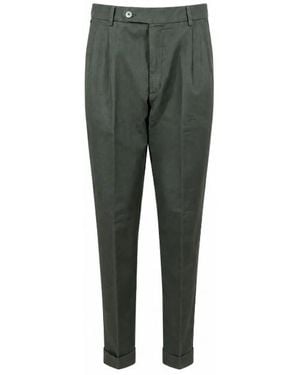 GTA Dark Cotton Lino Polyamide Trousers - Green