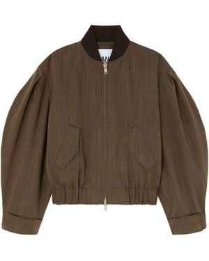 Ganni Wool Bomber Jacket - Brown