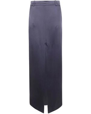 Tom Ford Crepe Envers Satin Tailored Skirt - Blue