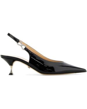 Mach & Mach Mach&Mach Leather Crystal Bow Pumps - Black