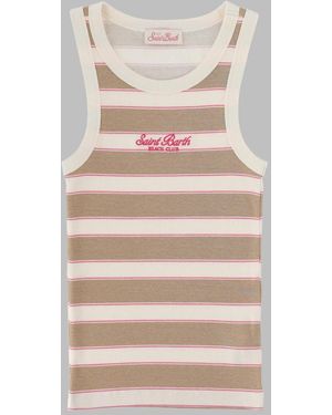 MC2 Saint Barth Tank Top "Ada" Con Logo - Natural