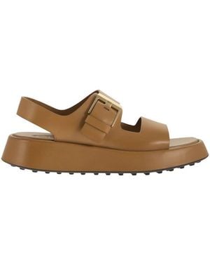 Tod's Leather Sandal With Buckle - Brown