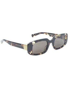 BVLGARI Tubogas Spotted Havana Rectangular Sunglasses - White