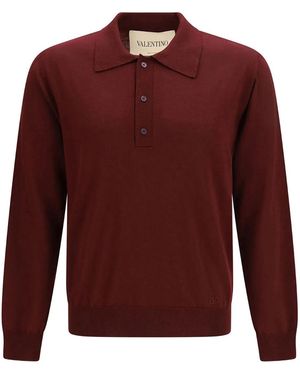 Valentino Garavani Wool Polo With Vlogo Embroidery - Red