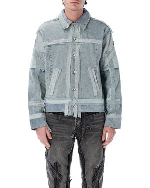 Who Decides War Distressed Denim Exposure Trucker Jacket - Blue