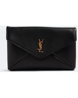 Saint Laurent Cassandre Large Envelope Pouch - Black