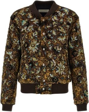 Dries Van Noten 'Valtor' Bomber Jacket With Embroideries And Beads - Black