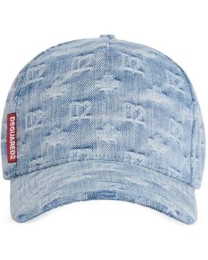 DSquared² Monogram-Print Baseball Cap - Blue