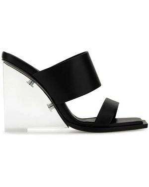 McQueen Leather Shard Mules - Black