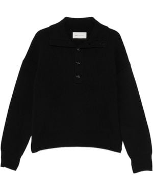 Ami Paris Button-Up Sweater - Black