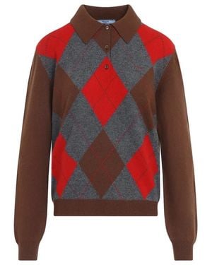 Prada Cashmere Polo Shirt - Red