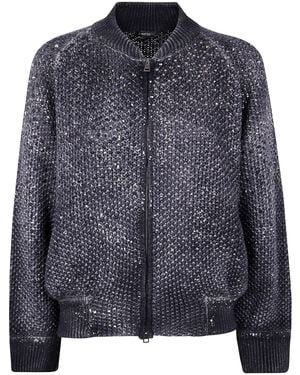 Avant Toi "Moss" Stitch Bomber With Shadows, Lamination And Strass - Black