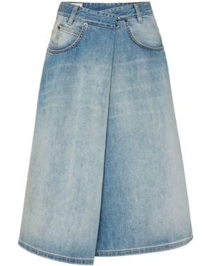 Maison Margiela Wrap-Design Denim Midi Skirt - Blue