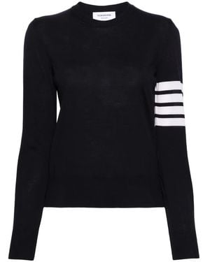 Thom Browne Relaxed Fit Pullover With 4 Bar - Black