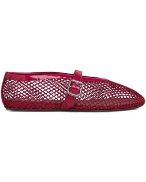 Alaïa Alaia Fishnet Buckled Ballet Flats - Purple