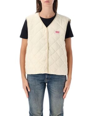 American Vintage Quilted Snap-Front Vest - Blue