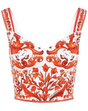 Dolce & Gabbana Dolce & Gabbana Maiolica Print Silk Top - Red