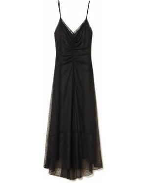 Twinset Spaghetti Straps V Neck Dress - Black