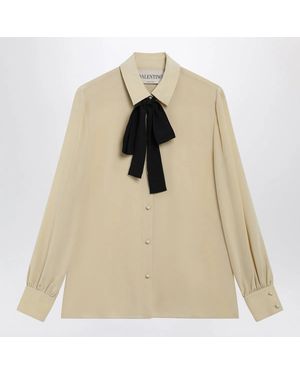 Valentino Light Silk Bow Shirt - Natural
