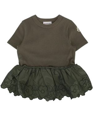 Moncler Kids Embroidered Logo T-Shirt - Green