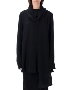TOTEME Draped Scarf Blouse - Black