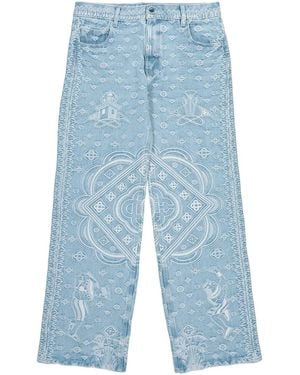 CASABLANCA Carpet Jacquard Baggy Denim Jeans - Blue